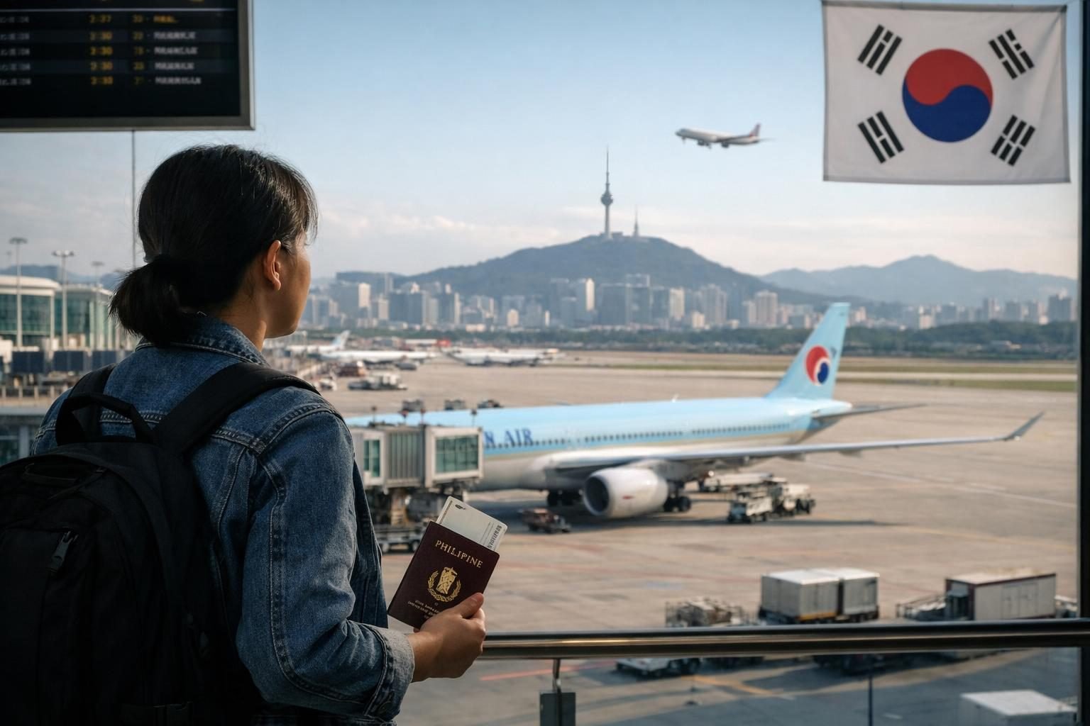 Traveler preparing Korea arrival documents